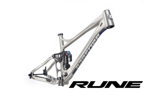 Rune V3.1 Frameset - XL Tint Raw With Dark Blue Decals, FOX Float X2 Performance Shock, Headset (Ex Demo Frame)